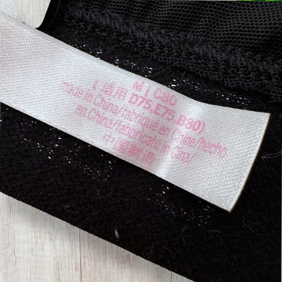 VICTORIAS SECRET PINK Black Stretch Velvet Silver Glitter Sparkle Bra Bralette M - Picture 5 of 5